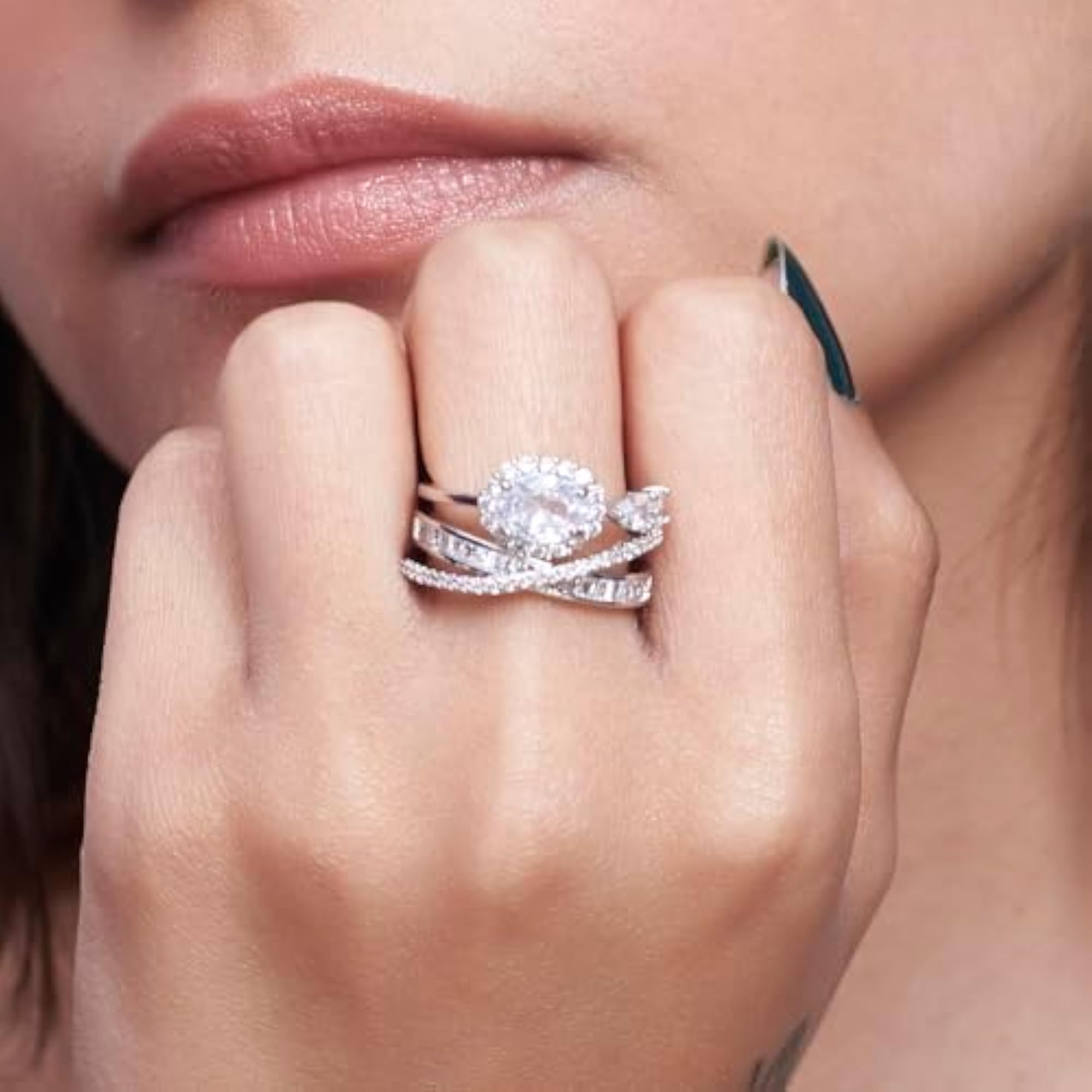 Women's Anti Tarnish Royal Diamond Crown Adjustable Ring